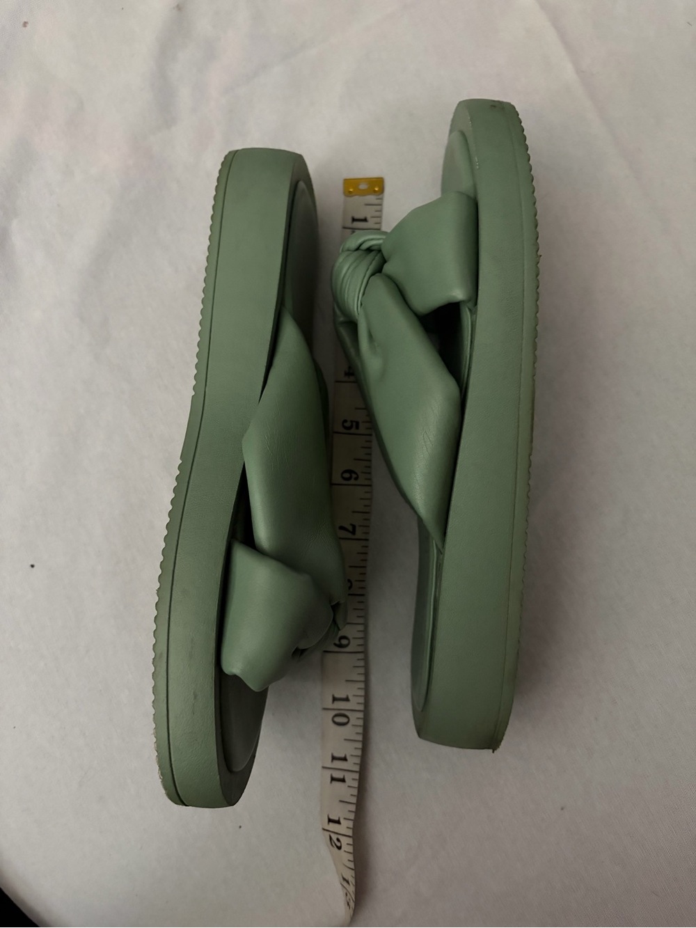 Liliana Sage Green Knotted Slide Sandals - Picture 2 of 5